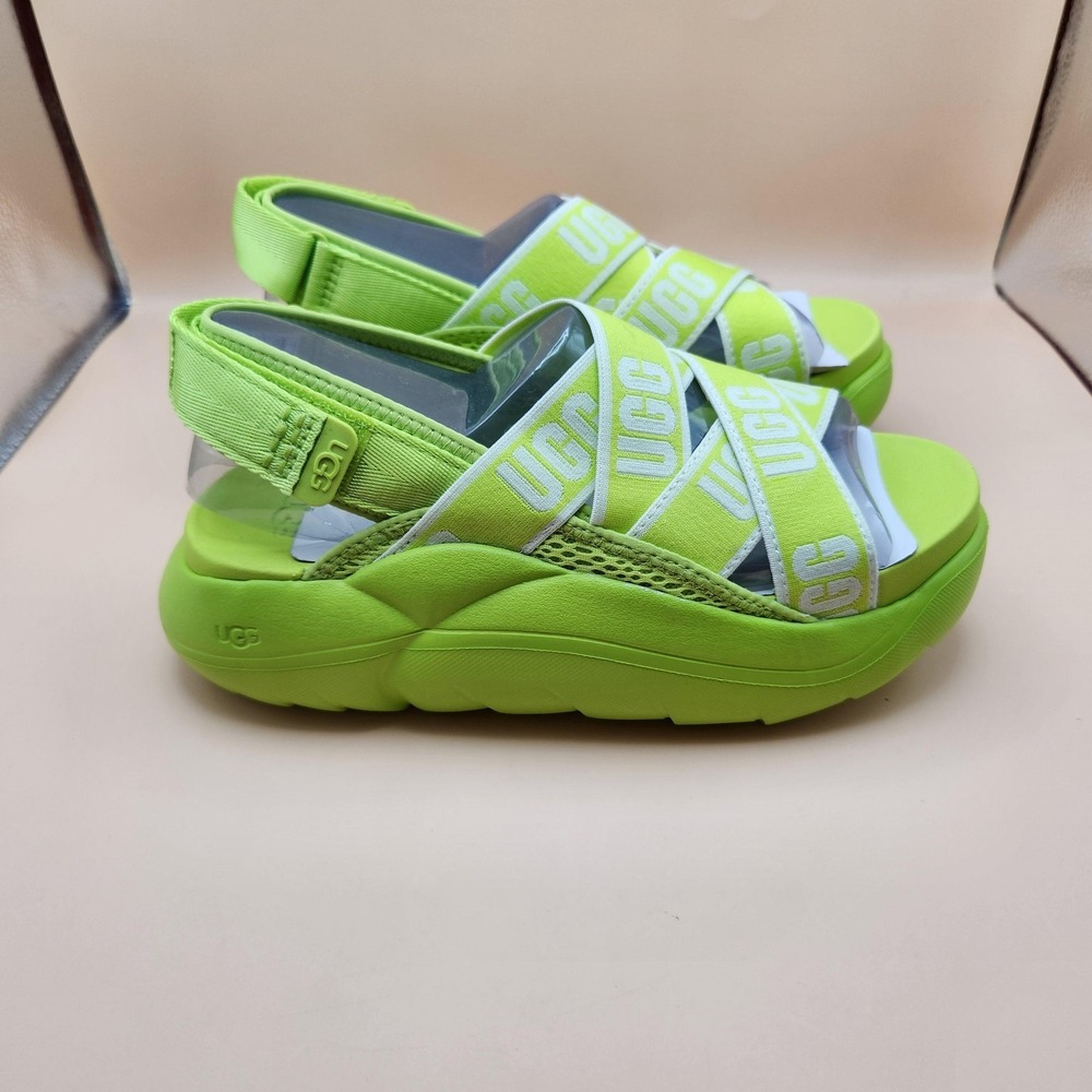 UGG LA Cloud Sandals Womens Size 7 Green Strappy Platform Hook & Loop Casual